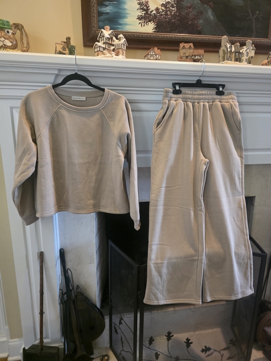 Zenana Outfitters Pants - Zenana Outfitters Beige Wide Leg Sweatpants